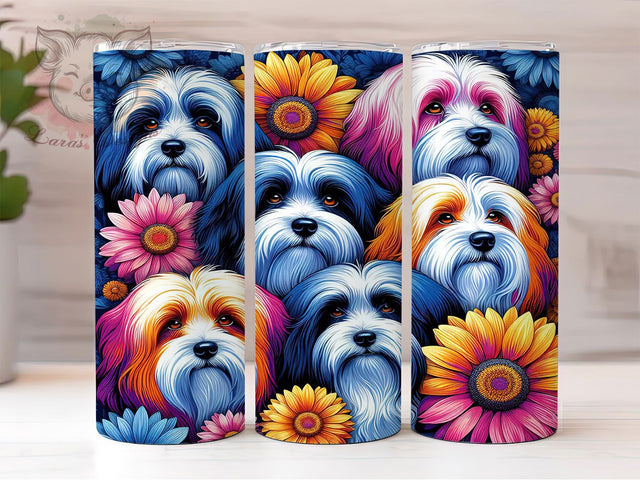 Cute Fluffy Havanese Dog Tumbler, Cute Puppy Wrap, 20Oz Skinny Tumbler, Small Breed Sublimation, Dog Lover Gift Design, Fluffy Havanese Tumbler, Pet Owner Wrap Sublimation Lara' s Designs 