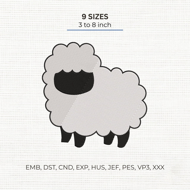 Cute Fluffy Sheep Embroidery Design – Minimalist White Lamb Farm Animal Machine Embroidery File Embroidery/Applique DESIGNS PatternFeed8 