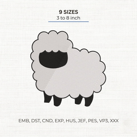 Cute Fluffy Sheep Embroidery Design – Minimalist White Lamb Farm Animal Machine Embroidery File Embroidery/Applique DESIGNS PatternFeed8 