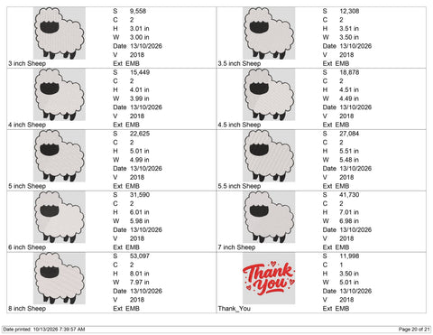 Cute Fluffy Sheep Embroidery Design – Minimalist White Lamb Farm Animal Machine Embroidery File Embroidery/Applique DESIGNS PatternFeed8 