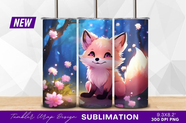 Cute fox amidst blossoms tumbler png Sublimation Regulrcrative 