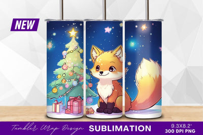 Cute fox and christmas tree tumbler png Sublimation Regulrcrative 