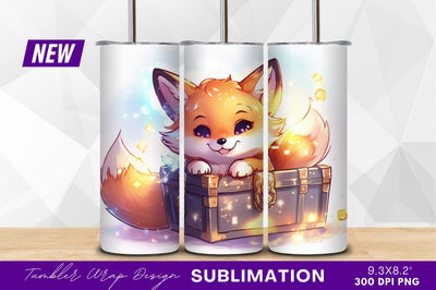 Cute fox cartoon in treasure chest image Sublimation Regulrcrative 