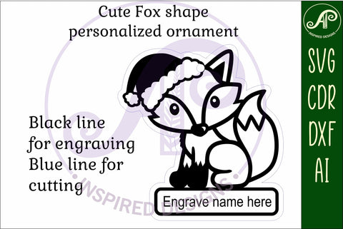 Cute Fox Christmas Ornament SVG laser cut SVG APInspireddesigns 