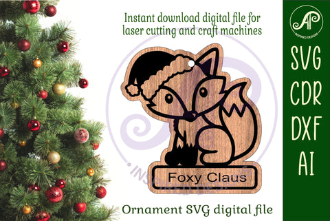 Cute Fox Christmas Ornament SVG laser cut SVG APInspireddesigns 