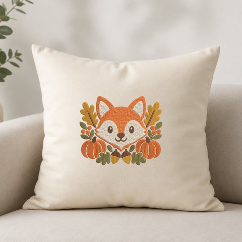 Cute Fox Fall Embroidery Design – Autumn Fox with Pumpkins Acorns Leaves, Woodland Animal Machine Embroidery File Embroidery/Applique DESIGNS PatternFeed8 