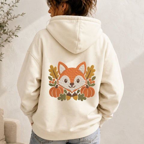 Cute Fox Fall Embroidery Design – Autumn Fox with Pumpkins Acorns Leaves, Woodland Animal Machine Embroidery File Embroidery/Applique DESIGNS PatternFeed8 