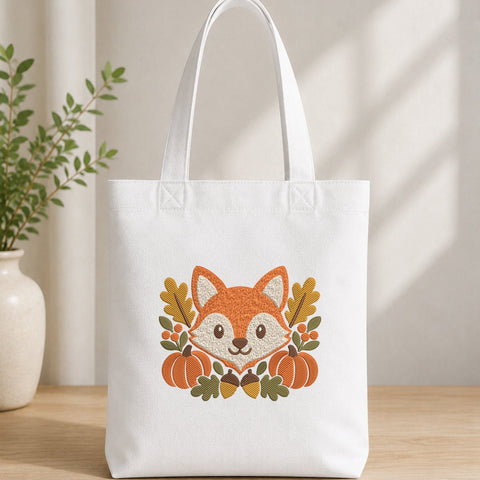 Cute Fox Fall Embroidery Design – Autumn Fox with Pumpkins Acorns Leaves, Woodland Animal Machine Embroidery File Embroidery/Applique DESIGNS PatternFeed8 