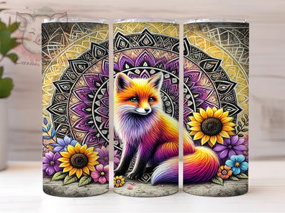 Cute Fox Floral Mandala 20oz Tumbler, Floral Mandala Tumbler, Fox Design Tumbler, Sublimation Wrap, 20oz Tumbler, Nature Art Tumbler, Animal Lover Gift Sublimation Lara' s Designs 