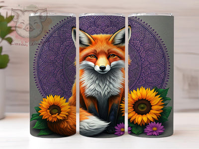 Cute Fox Floral Mandala 20oz Tumbler, Floral Mandala Tumbler, Fox Design Tumbler, Sublimation Wrap, 20oz Tumbler, Nature Art Tumbler, Animal Lover Gift Sublimation Lara' s Designs 