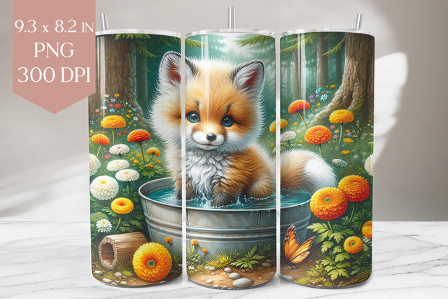 Cute Fox in Flower Garden Wrap Sublimation BijouBay 