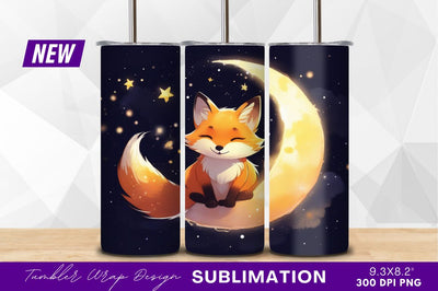 Cute fox sitting on crescent moon Sublimation Regulrcrative 