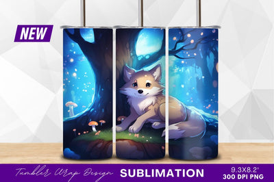 Cute fox under tree tumbler png Sublimation Regulrcrative 