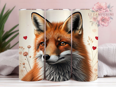 Cute Fox Valentine's 20oz Tumbler, Valentine's Day Gift, 20oz Tumbler Wrap, Sublimation Design, Cute Fox Art, Animal Lover Gift, Woodland Decor Sublimation Li Zamperini 
