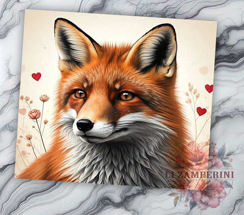 Cute Fox Valentine's 20oz Tumbler, Valentine's Day Gift, 20oz Tumbler Wrap, Sublimation Design, Cute Fox Art, Animal Lover Gift, Woodland Decor Sublimation Li Zamperini 