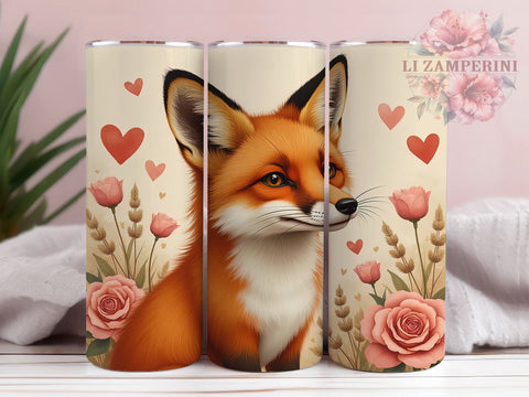 Cute Fox Valentine's 20oz Tumbler, Valentine's Day Gift, 20oz Tumbler Wrap, Sublimation Design, Cute Fox Art, Animal Lover Gift, Woodland Decor Sublimation Li Zamperini 
