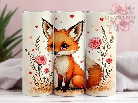 Cute Fox Valentine's 20oz Tumbler, Valentine's Day Gift, 20oz Tumbler Wrap, Sublimation Design, Cute Fox Art, Animal Lover Gift, Woodland Decor Sublimation Li Zamperini 