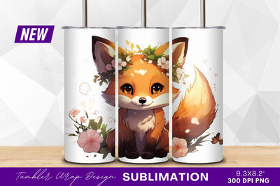 Cute fox with flower crown tumbler png Sublimation Regulrcrative 