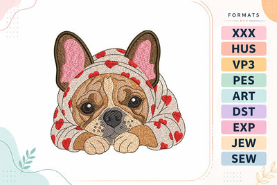 Cute French Bulldog Puppy Machine Embroidery Design Embroidery/Applique DESIGNS sg embroidery 