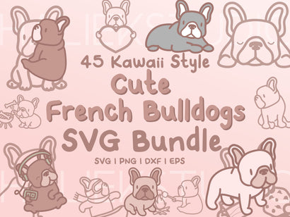 Cute French Bulldogs SVG Design Set SVG HalieKStudio 