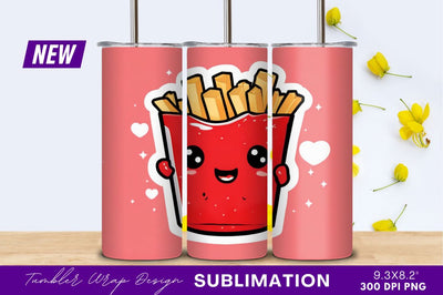Cute fries cartoon character illustration tumbler png Sublimation Regulrcrative 