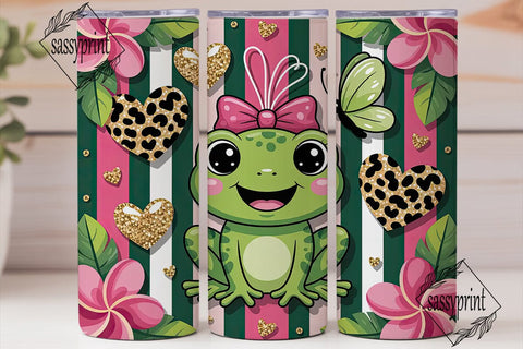 Cute Frog 20oz Tumbler Wrap Sublimation sassyprint 