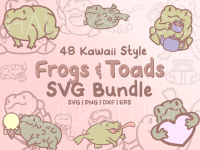 Cute Frog and Toad SVG Illustrations SVG HalieKStudio 