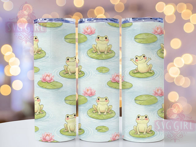 Cute Frog Lily Pad Tumbler Wrap, Cute Frog Tumbler, Lily Pad Tumbler Design, 20oz Tumbler Sublimation, Nature Animal Tumbler, Digital Tumbler Wrap, Pond Life Tumbler Sublimation SvggirlplusArt 