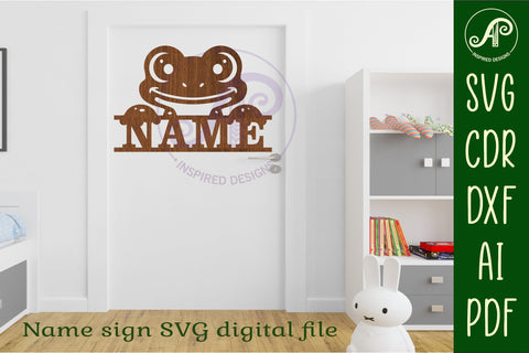Cute frog name sign svg laser cut file SVG APInspireddesigns 