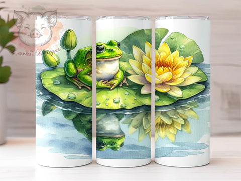 Cute Frog on Lilly 20oz Tumbler Png, Straight & Tapered Tumbler Png, Frog Tumbler Png, Digital Download PNG Sublimation Lara' s Designs 