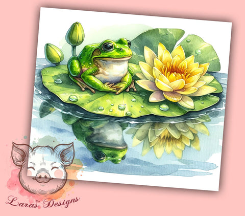 Cute Frog on Lilly 20oz Tumbler Png, Straight & Tapered Tumbler Png, Frog Tumbler Png, Digital Download PNG Sublimation Lara' s Designs 