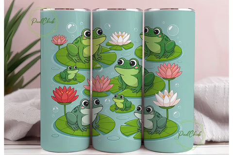 Cute Frog Pond 20oz Tumbler Wrap Sublimation PixelChick 