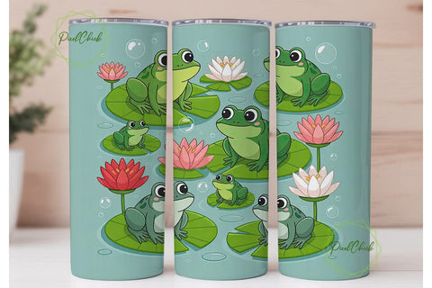 Cute Frog Pond 20oz Tumbler Wrap Sublimation PixelChick 