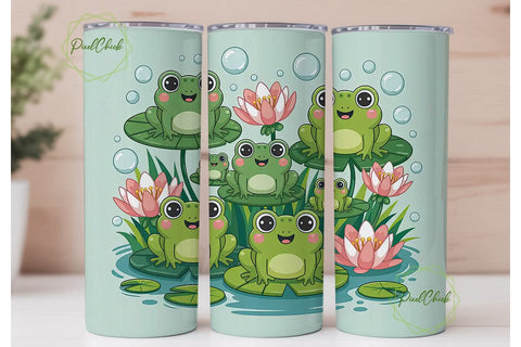 Cute Frog Pond 20oz Tumbler Wrap Sublimation PixelChick 