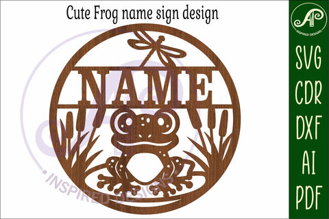 Cute frog themed name sign svg laser SVG APInspireddesigns 
