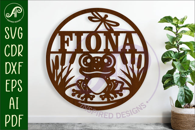 Cute frog themed name sign svg laser SVG APInspireddesigns 