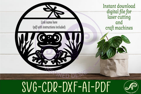 Cute frog themed name sign svg laser SVG APInspireddesigns 