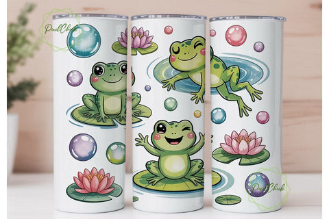 Cute Frog Tumbler Design Sublimation PixelChick 