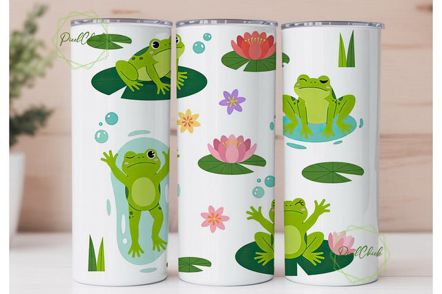 Cute Frog Tumbler Design Sublimation PixelChick 