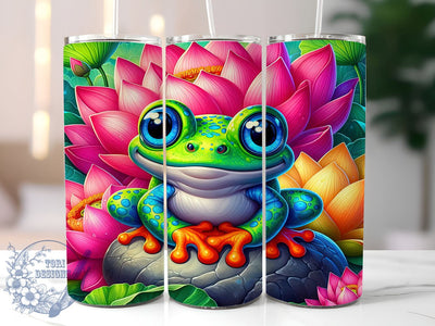 Cute Frog Tumbler, Wildlife Lover Wrap, 20oz Sublimation Design, Digital Download, Green Frog Print, Nature Decor, Floral Frog Tumbler Sublimation ToriDesigns 