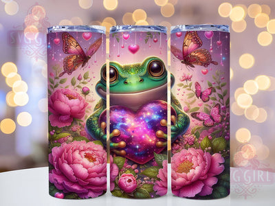 Cute Frog Valentine Tumbler, Cute Frog, Love Theme, Sublimation Art, 20oz Tumbler, Fun Wrap, Playful Design Sublimation SvggirlplusArt 