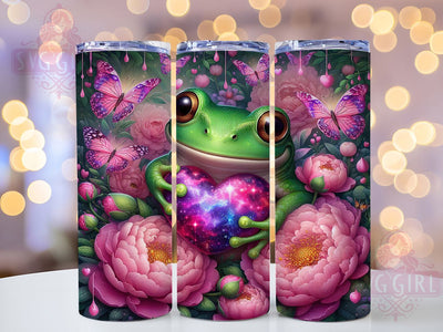 Cute Frog Valentine Tumbler, Cute Frog, Love Theme, Sublimation Art, 20oz Tumbler, Fun Wrap, Playful Design Sublimation SvggirlplusArt 