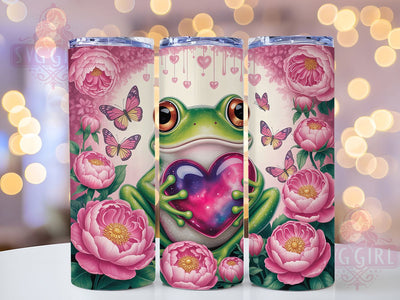 Cute Frog Valentine Tumbler, Cute Frog, Love Theme, Sublimation Art, 20oz Tumbler, Fun Wrap, Playful Design Sublimation SvggirlplusArt 
