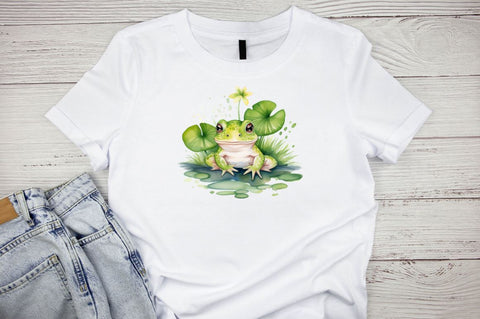 Cute Frog Watercolor Clipart Bundle Sublimation Designangry 