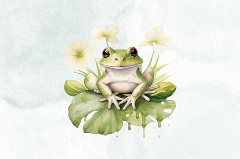 Cute Frog Watercolor Clipart Bundle Sublimation Designangry 