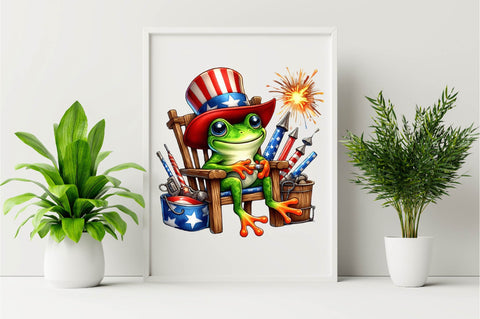 Cute Frog with Flag American Sublimation Clipart Sublimation SVGArt 