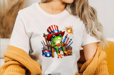 Cute Frog with Flag American Sublimation Clipart Sublimation SVGArt 