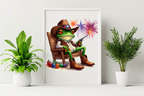 Cute Frog with Flag American Sublimation Clipart Sublimation SVGArt 