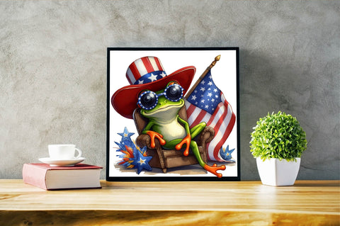 Cute Frog with Flag American Sublimation Clipart Sublimation SVGArt 