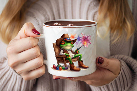 Cute Frog with Flag American Sublimation Clipart Sublimation SVGArt 